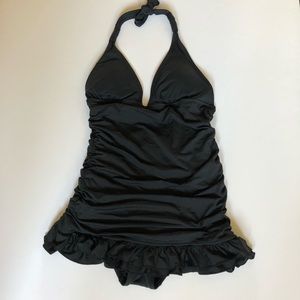 COCO RAVE Black Halter, rouched bathing suit